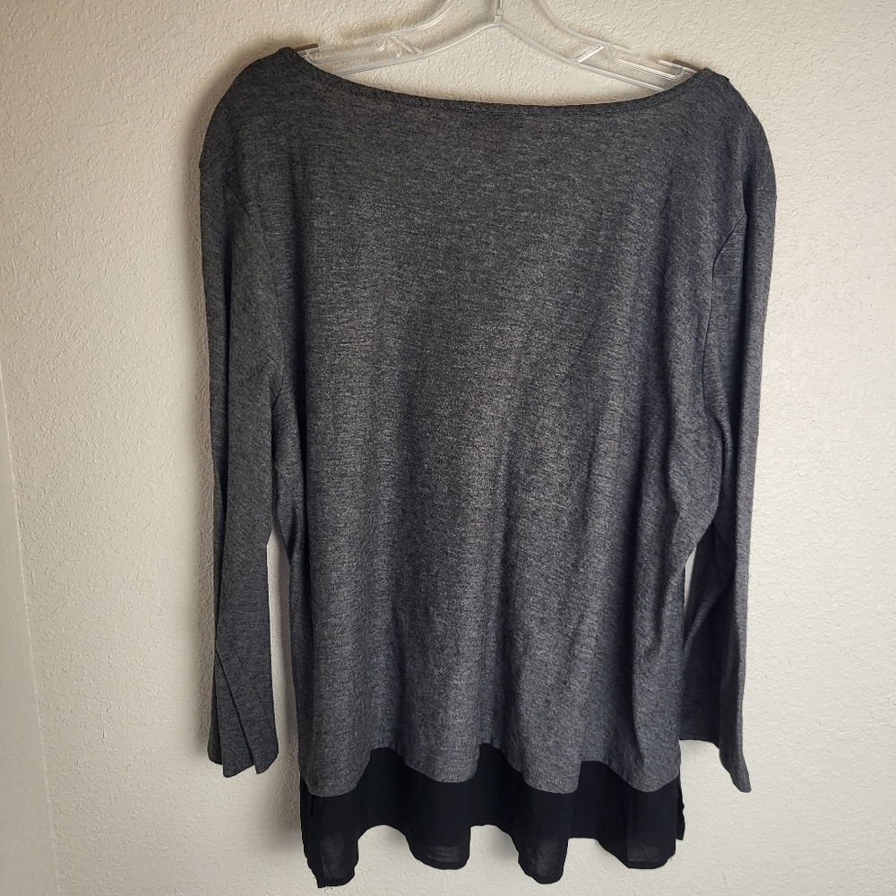 Vince Camuto Long Sleeve Gray Top Layered Look Women's Size XL - Picture 2 of 8